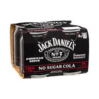 Jack Daniel American Serve & Cola No Sugar  4x250ml