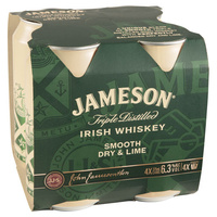 JAMESON DRY&LIME CAN 6.3%  4x375ML